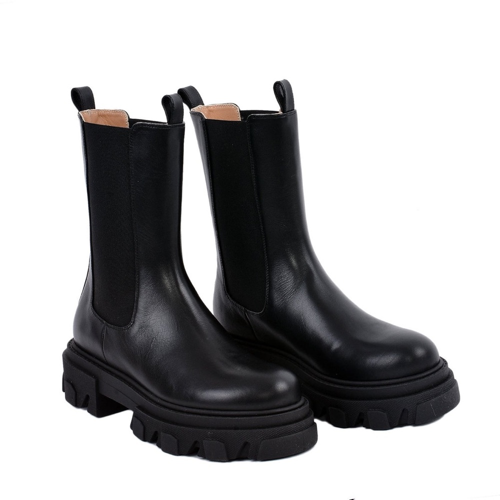 Real Leather Akaada $300 Rin Combat Style Black Boots Size 37 EU or 6.5 US